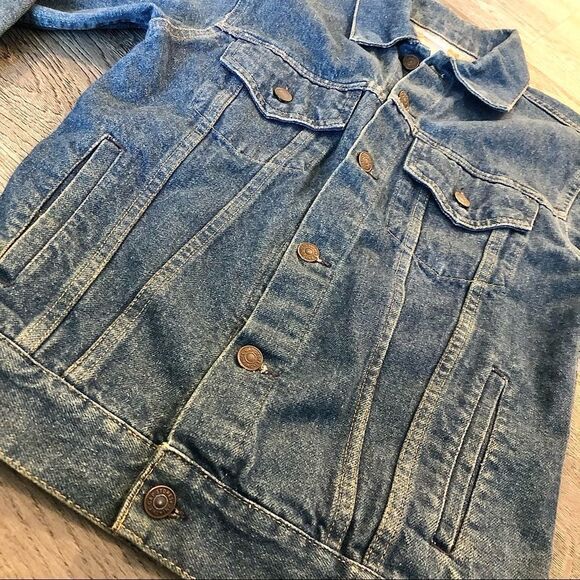 𝅺VTG 1980 Gap Pioneer Denim Jacket Wasp The Last Command Embroider Men’s Medium - Picture 6 of 9